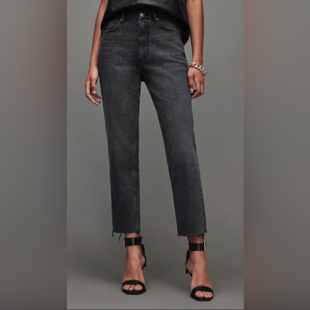 Allsaints Rali Straight Leg Jean in Washed Black